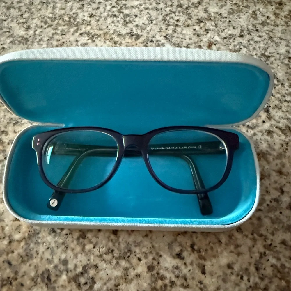 Warby Parker Plum and Green Eyeglasses with Case